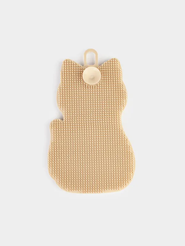 Dish washing sponge, 14 cm, Silicone, Beige, Cat, Manny, image-6