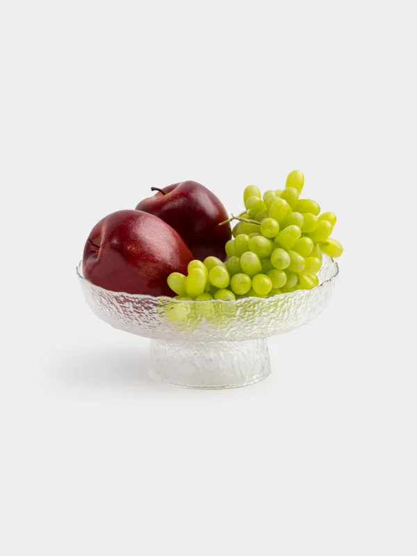 Fruit vase, 20x8 cm, on a leg, glass, with silver edging, Nautilus silver, image-4