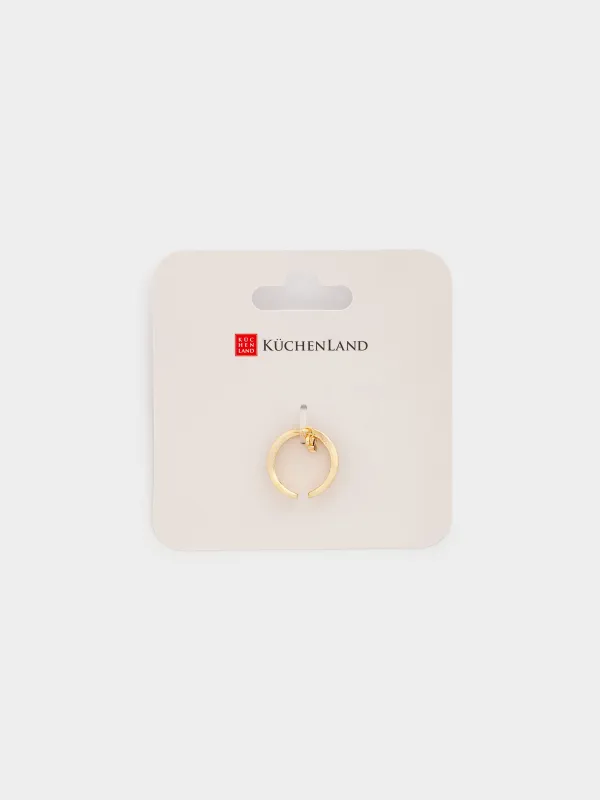 Ring, size S-M, single size, with pendant, metal, golden beige, Heart, Jewelry heart, image-4