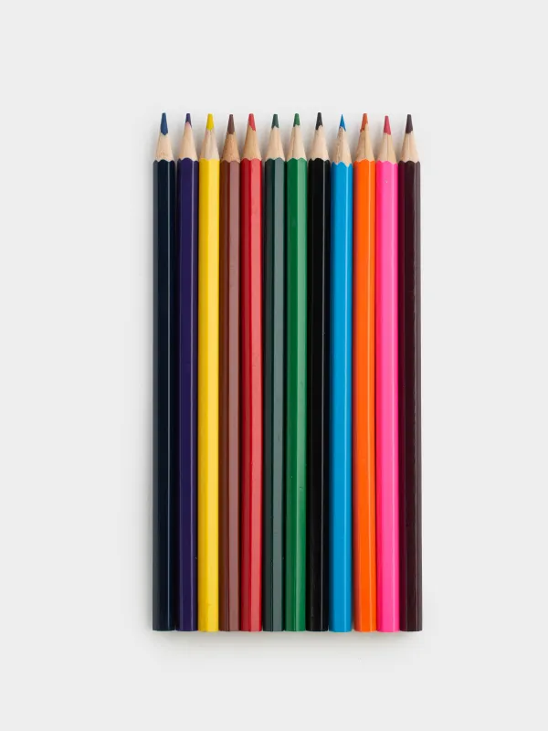 Set of pencils, 12 pcs, 17 cm, colored, in a tube with a sharpener, Draw, image-4