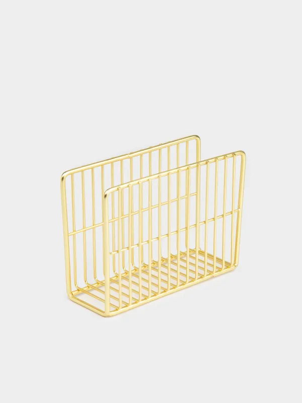 Napkin holder, 13 cm, metal, golden, Twist gold, image-1