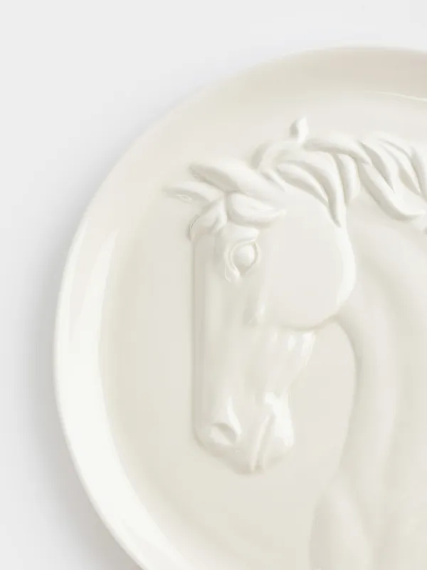 Dish, 24 cm, ceramic, milky, Horse, Horse pattern, image-3
