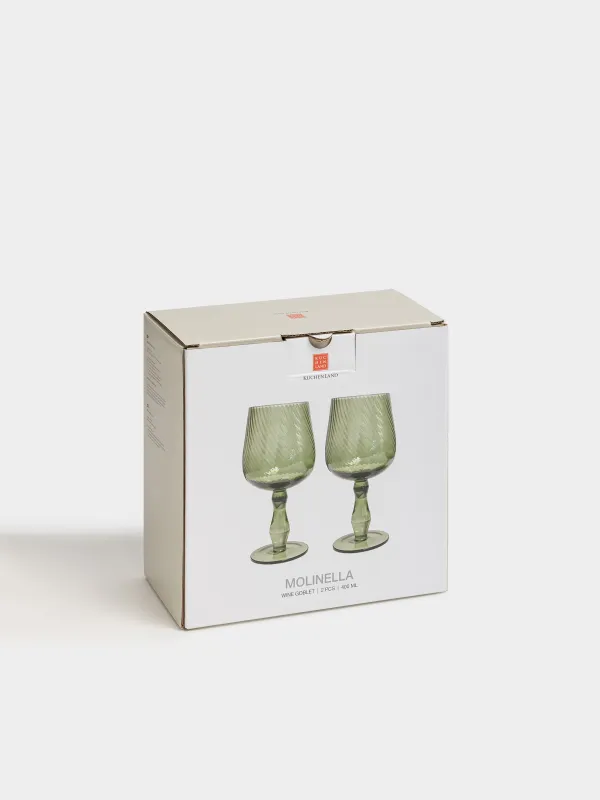 Drinking glass, 580 ml, 2 pcs, glass, green, Molinella, image-4