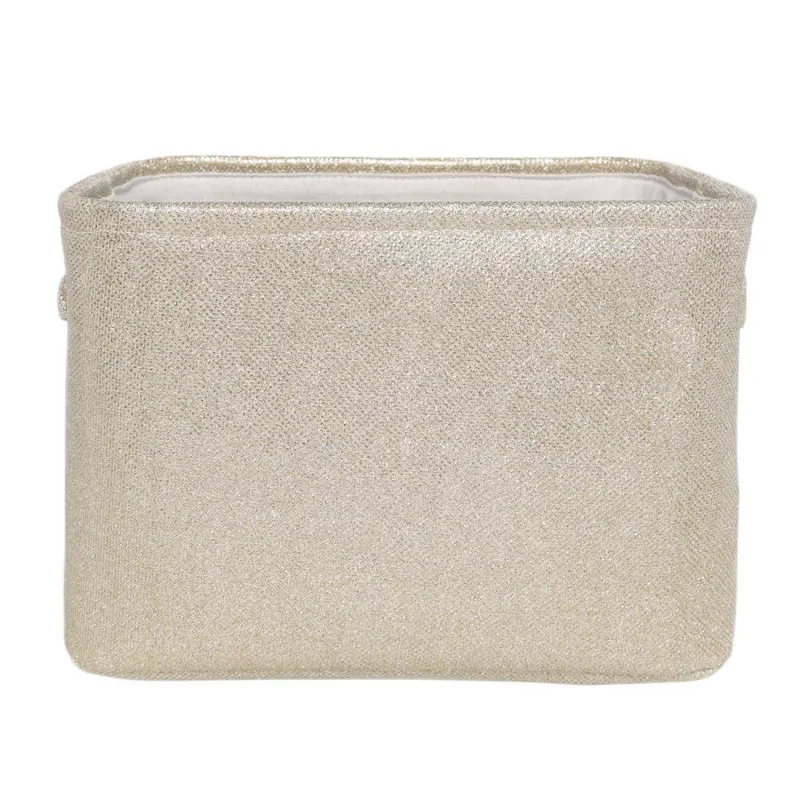 Storage basket, 34x24x24 cm, with handles, Polyester, Rectangular, Golden, Ideally, image-3