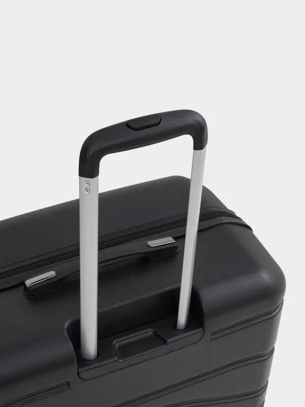 Suitcase L, 52x29x77 cm, 4.2 kg, with lock, plastic, black, Travel comfort, image-5