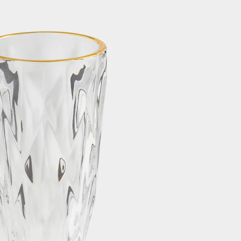 Drinking goblet glass, 170 ml, glass R, with golden edging, Rhomb gold, image-4