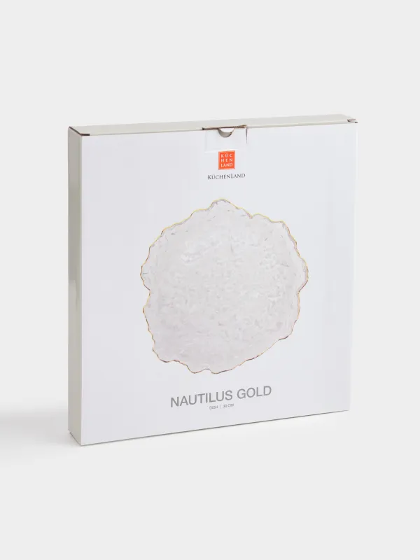 Dish, 30 cm, glass, with golden edging, Nautilus gold, image-5