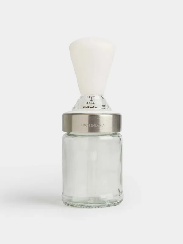 Oil container, 100 ml, with brush, glass / silicone, Comfort light