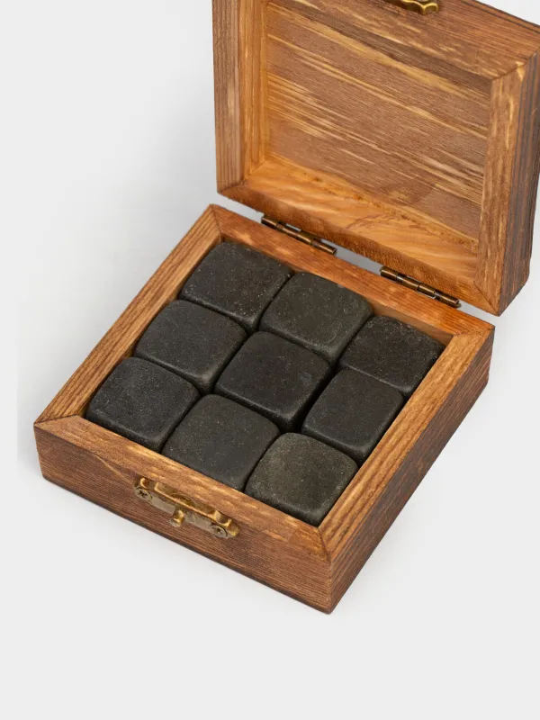 Set of cubes for cooling drinks, 10 pr, in a box, basalt, image-2