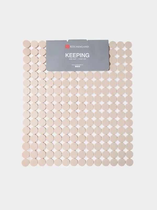 Kitchen sink mat, 31x27 cm, rubber, Rectangular, Beige, Keeping, image-1