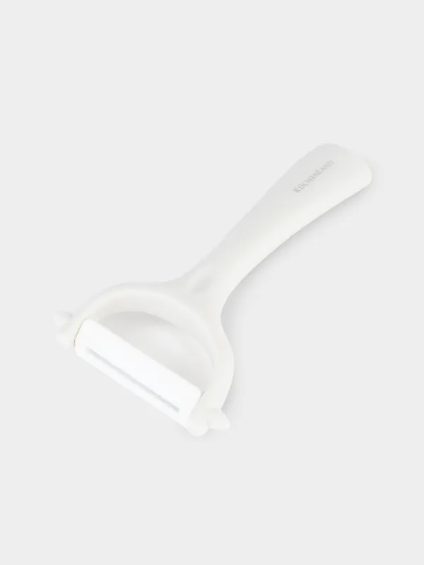 Vegetable peeler, 14 cm, ceramic/plastic, milk, Regular, image-1