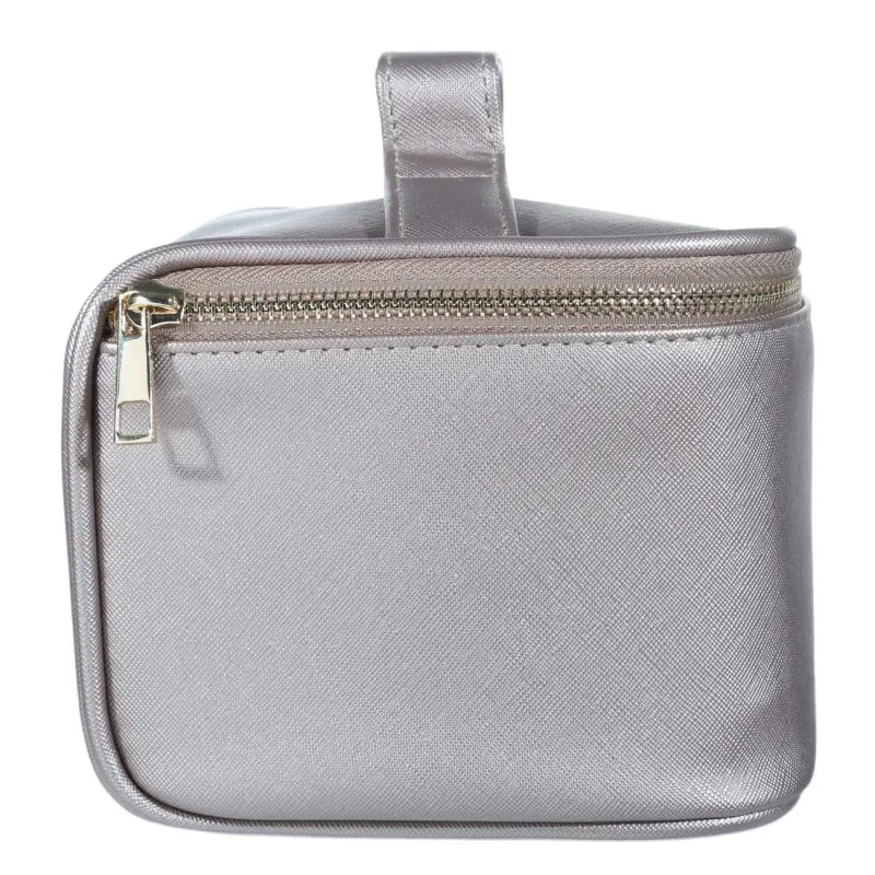 Cosmetic bag, 23x13 cm, with handle, polyurethane, gold, Beauty, image-1