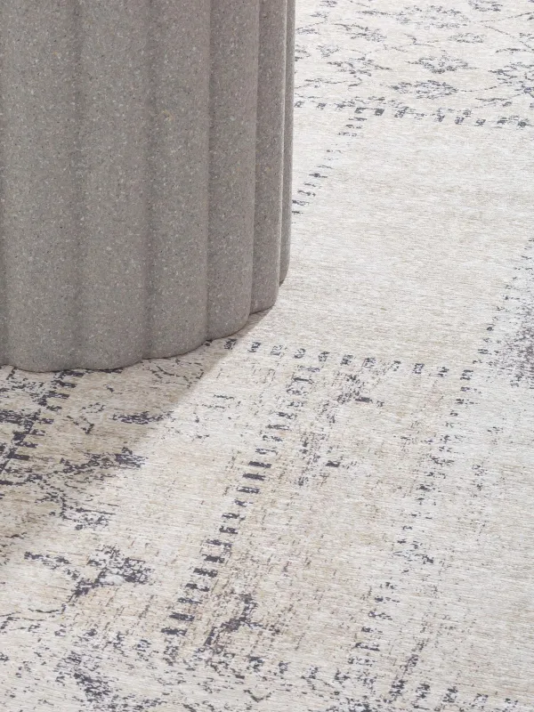 Rug, 150x210 cm, chenille / cotton, beige-brown, Patchwork print, Cave, image-6