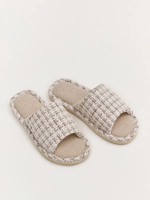 Women's slippers, homewear, size 36-37, Chenille, milky, Chenille, image-3