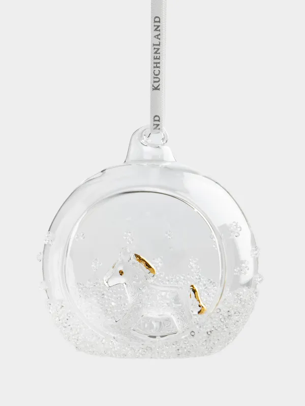 Christmas tree toy, 8 cm, glass, Horse in a ball, Ball shape, image-0