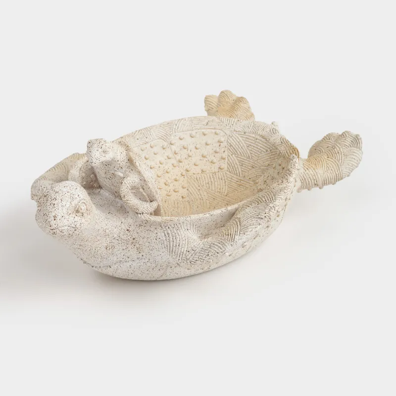 Decorative dish, 31x24x13 cm, polyresin, sand, Turtle with baby, Grand turtle
