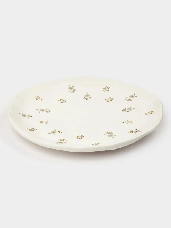 Dish, 23 cm, ceramic, milk, Vintage flowers, La flore, image-0