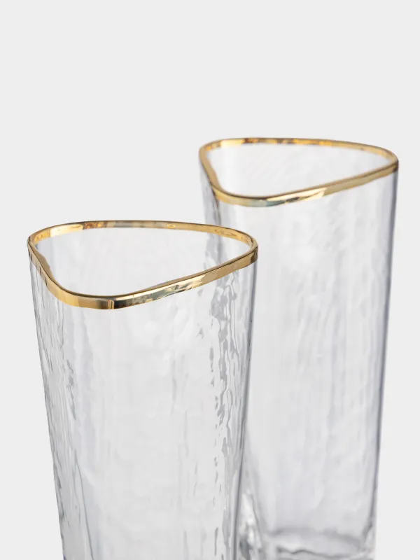 Drinking glass, 160 ml, 2 pcs, glass, with golden edging, Triangle Gold, image-4