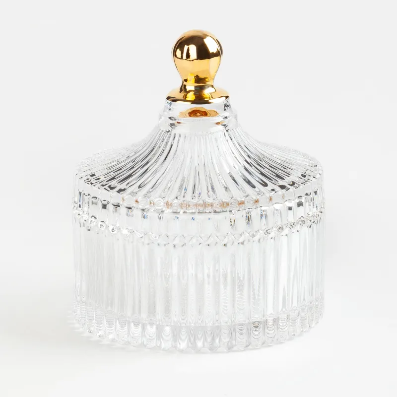 Storage container, 11x12 cm, 210 ml, glass R, with gold handle, Selene