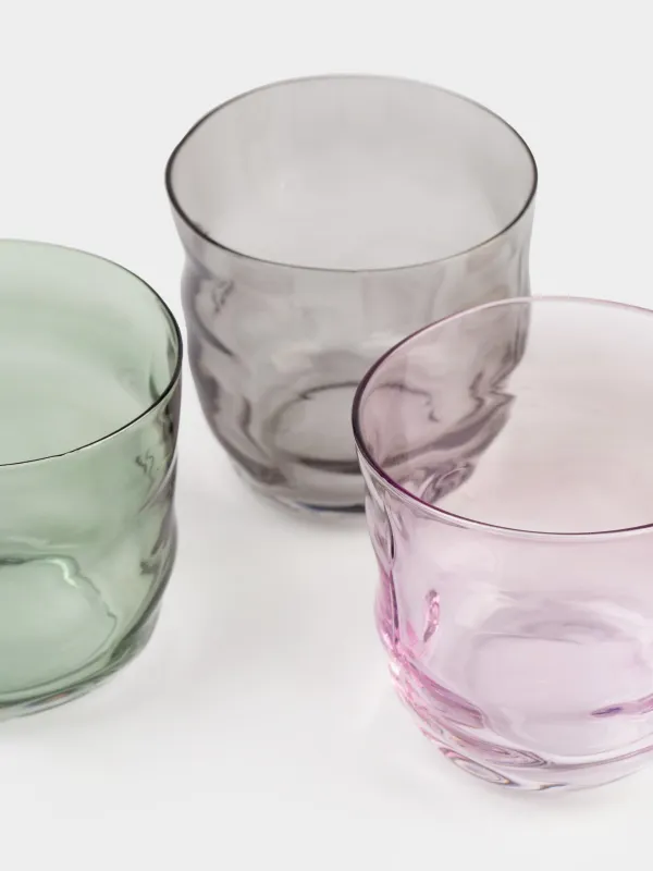 Glass, 8 cm, 270 ml, 4 pcs, glass P, color mix, Crumpled effect, Crumple color, image-1