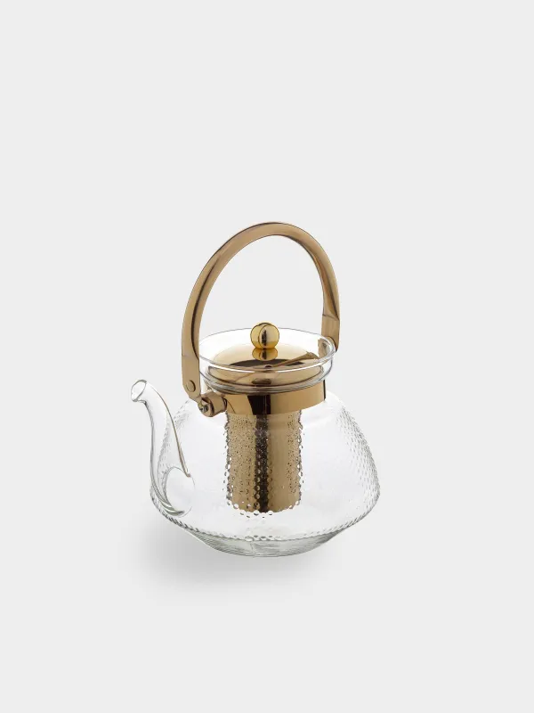 Teapot, 1,3 l, B/steel glass, golden, Classic gold, image-3