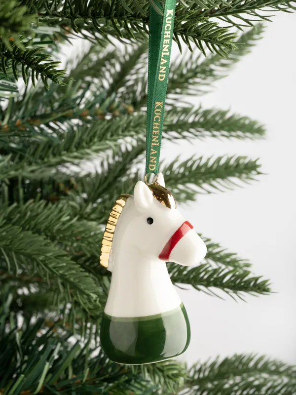 Christmas tree toy, 7 cm, porcelain P, milky, Horse, Figure christmas, image-3