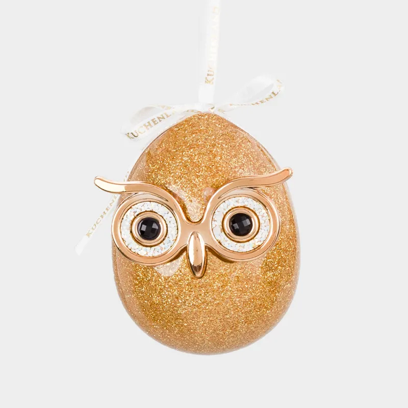Christmas tree toy, 9 cm, foam, golden, Owl, Funni owl