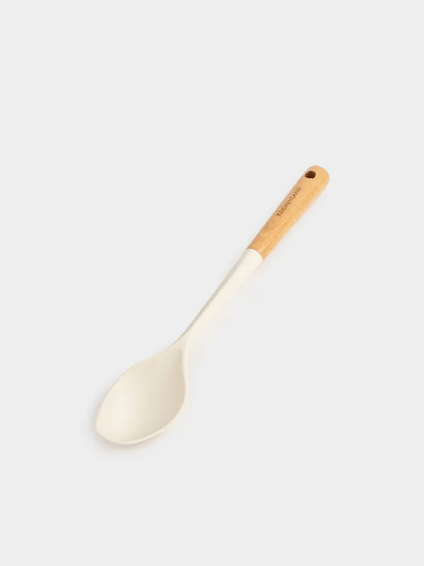 Serving spoon, 32 cm, silicone/wood, milky, Legerity, image-2