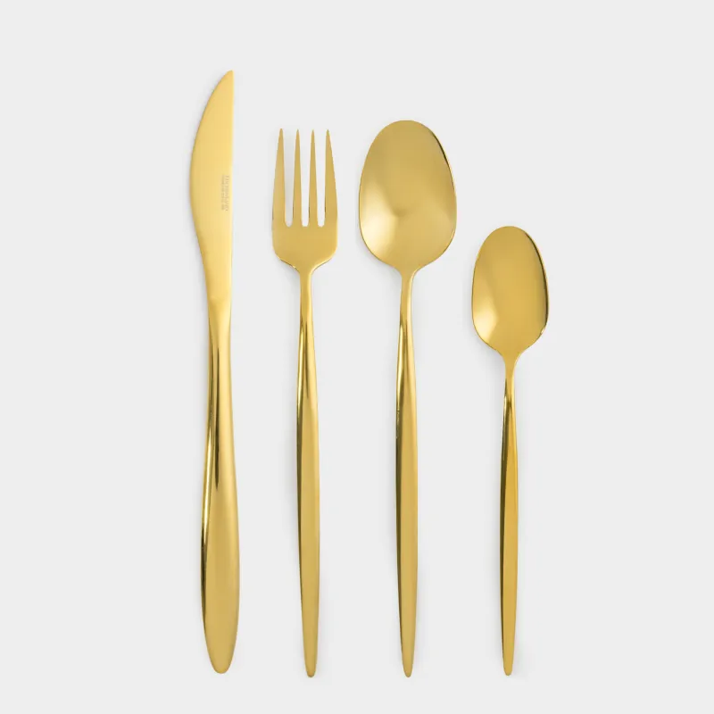 Tableware, 6 persons, 24 items, steel, golden, Istanbul