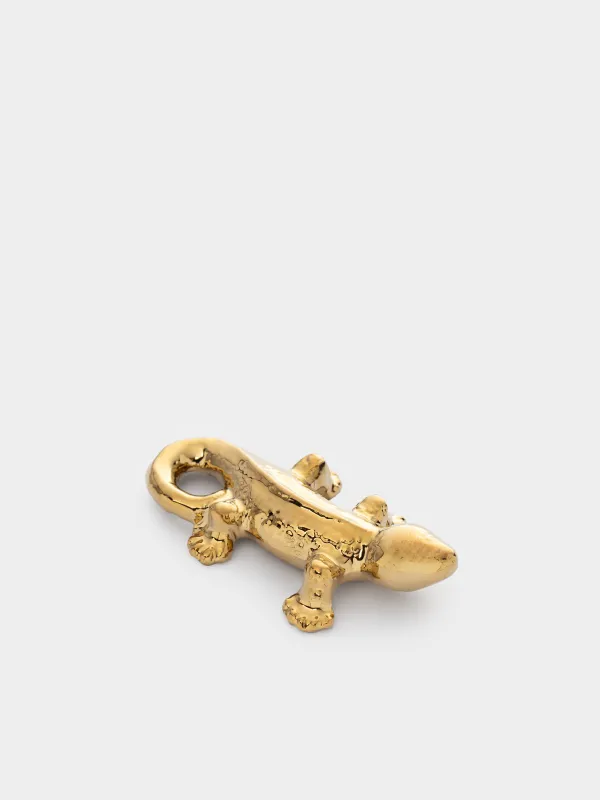 Statuette, 4x8 cm, porcelain P, golden, Lizard, Paradise garden, image-1