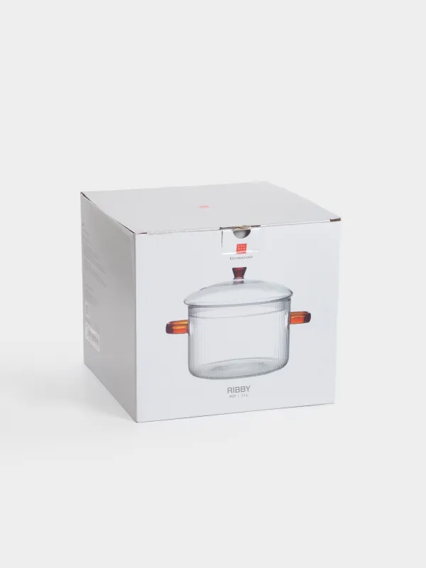 Pot, cm, 1,7 l, with lid, glass B, Ribby, image-3