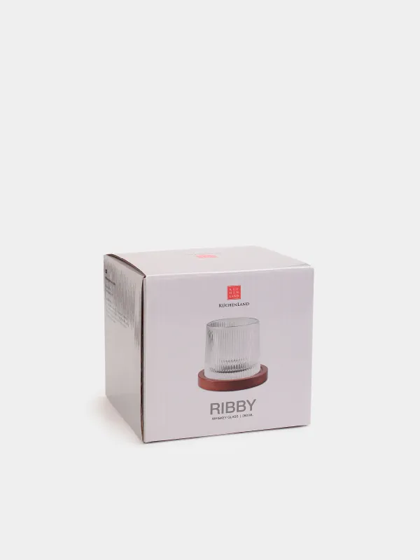 Drinking glass, 9 cm, 260 ml, on a stand, glass R / wood, Ribby, image-3