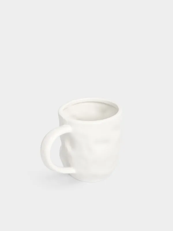 Mug, 370 ml, porcelain P, milky golden, Crumpled effect, Crumple, image-1