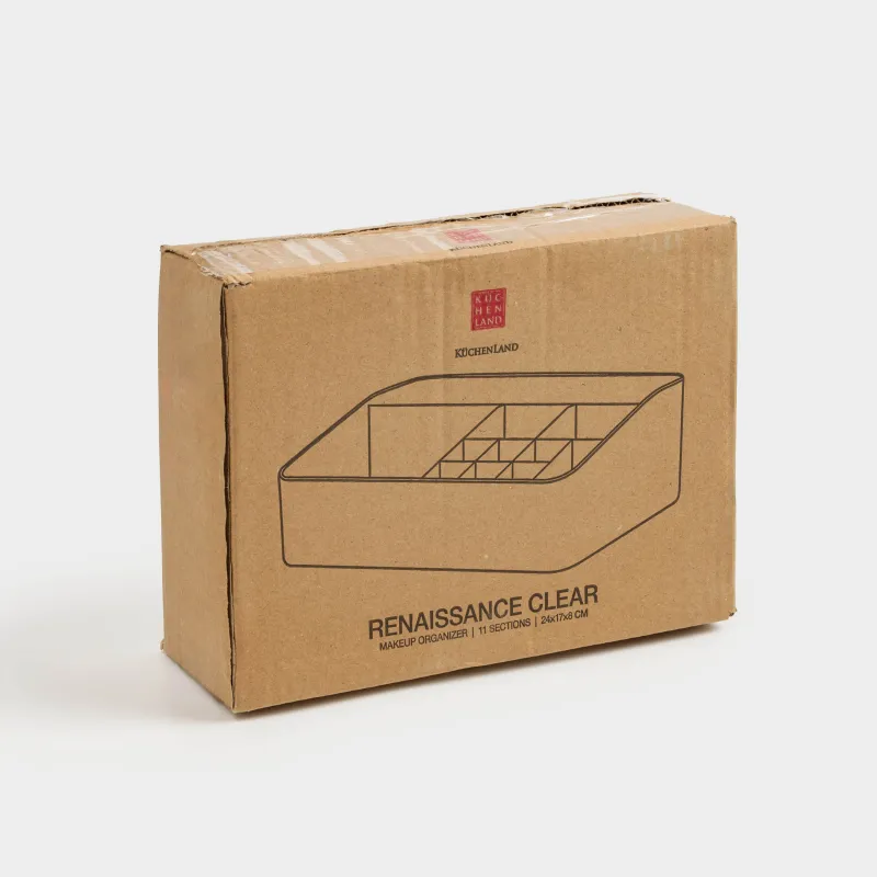 Organizer for cosmetics, 24x17 cm, 11 otd, plastic, gray, Renaissance clear, image-5