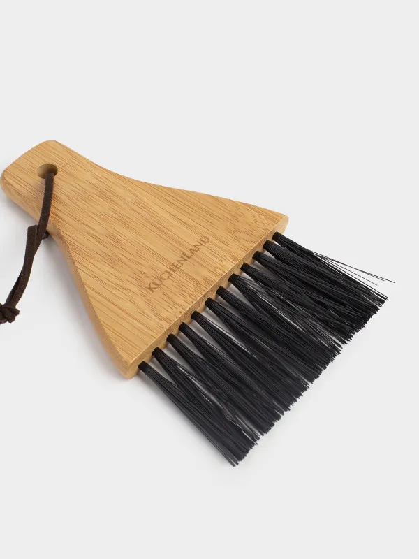 Garbage brush, with dustpan, 17 cm, plastic / bamboo / steel, black, Black clean, image-3
