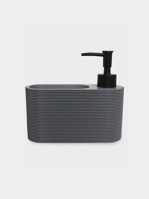 Detergent dispenser, 250 ml, organizer, with sponge, polyresin / plastic, Grey, Grey steel, image-1