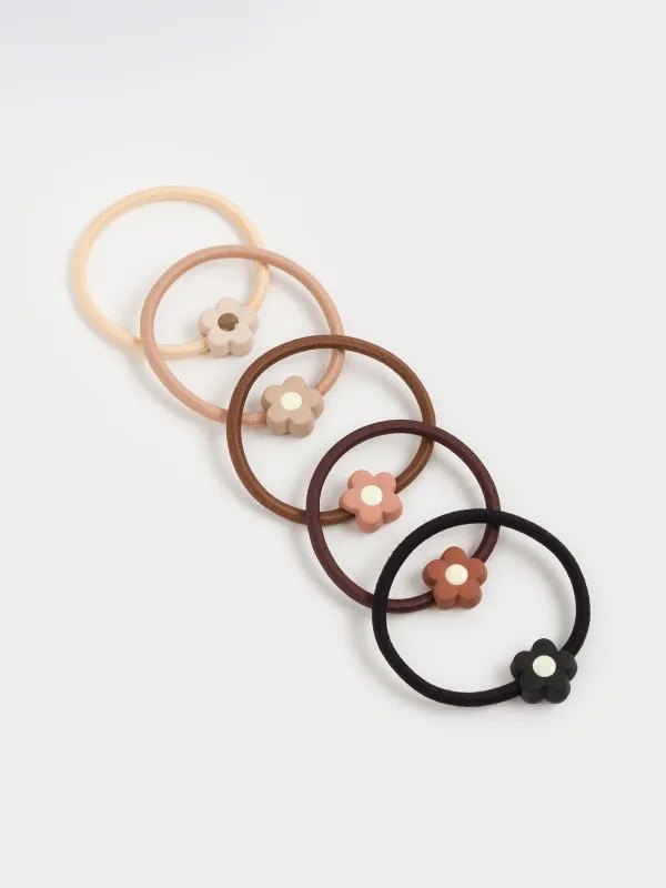 Elastic band for hair, 4 cm, 5 pcs, Polyester / plastic, mix, Flower, Gracile, image-2