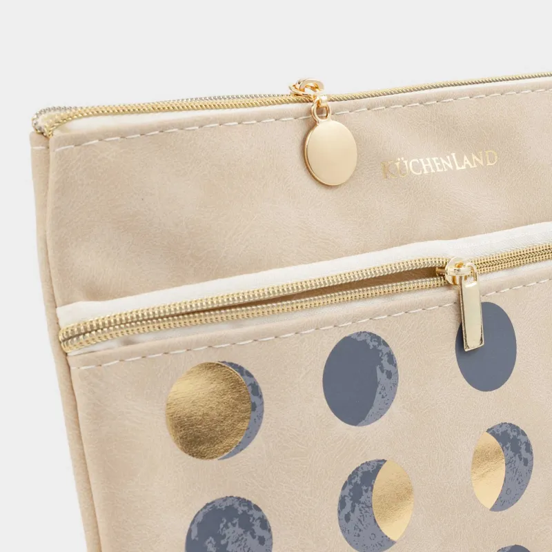 Pencil case, 21x14 cm, 2 compartments, polyurethane, silver, Moon, Eclipse, image-2