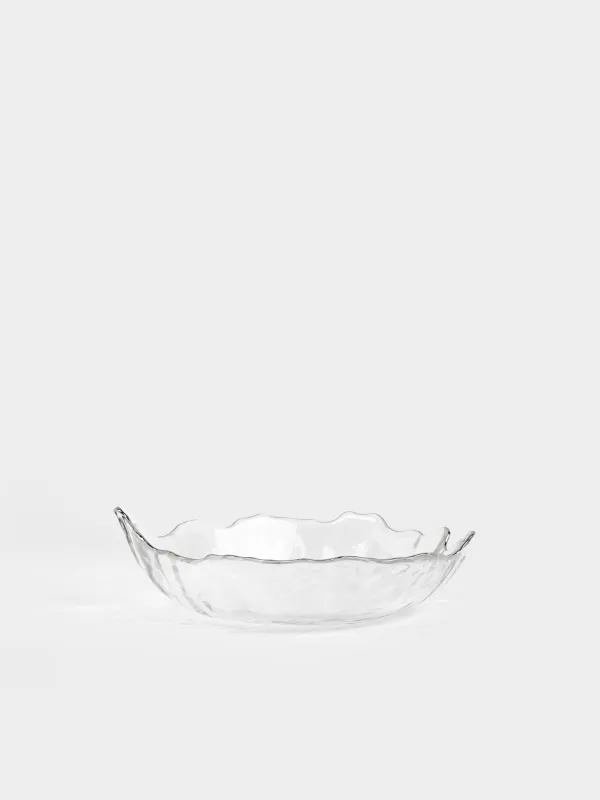 Salad bowl, 19x15cm, ml, glass, with silver edging, Petal, Nautilus silver, image-0