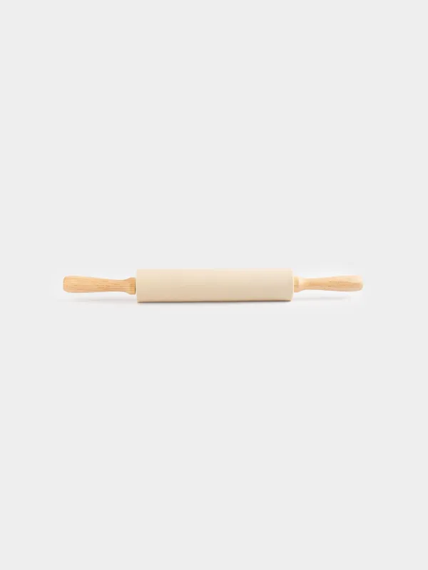 Rolling pin, 48 cm, silicone / wood, beige, Bakery, image-1