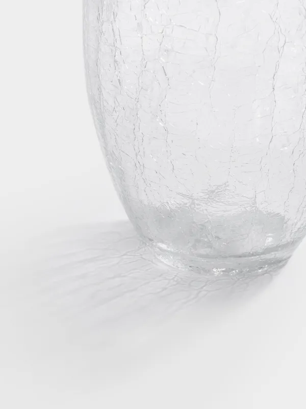 Flower vase, 24 cm, glass, Craquelure, Ice, image-2