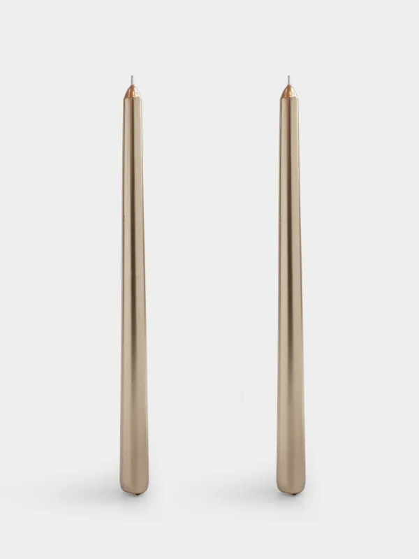 Candle, 30 cm, 2 pcs, thin, golden, Vivid candle, image-0