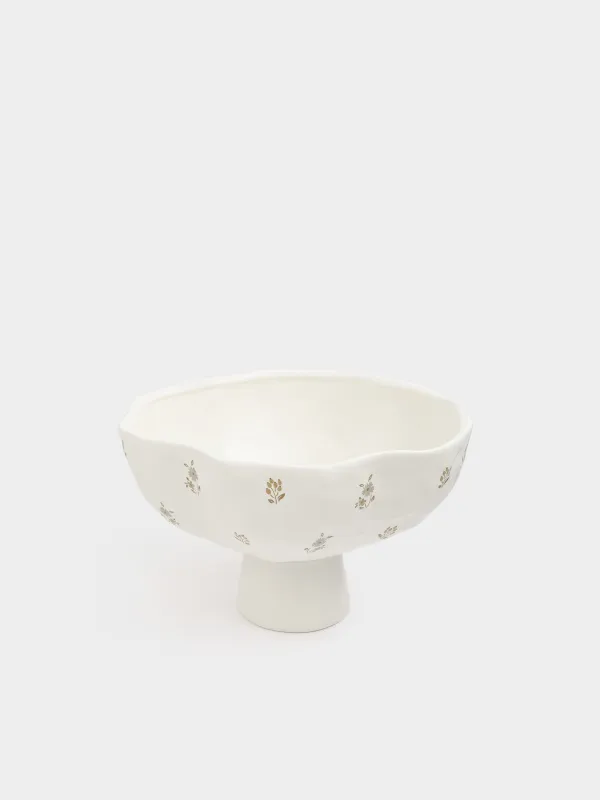 Fruit bowl, 24x15 cm, ceramic, milk, Vintage flowers, La flore, image-1
