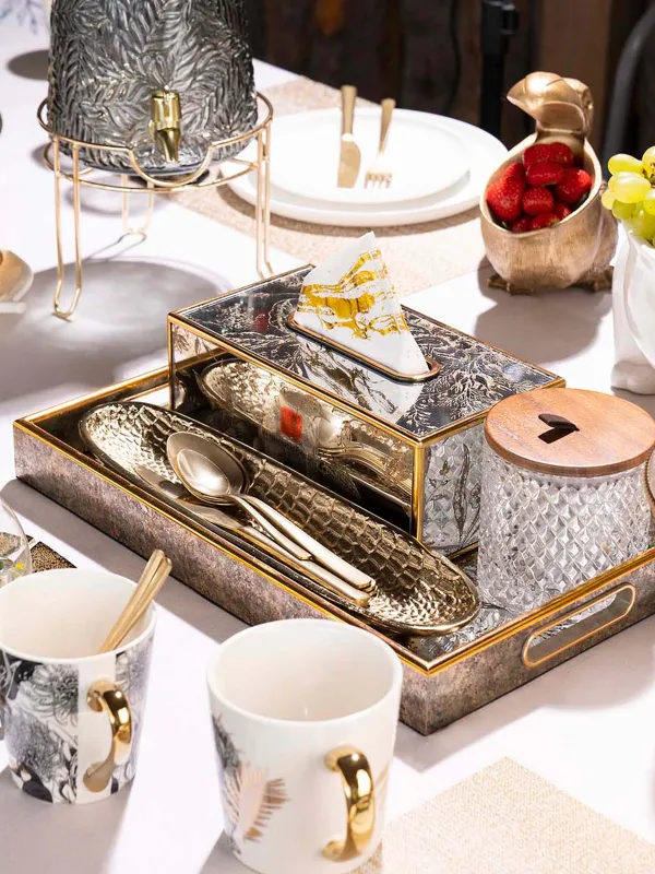 Tray, 25x40 cm, plastic / glass, rectangular, mirror, Bird, Bluebird, image-8