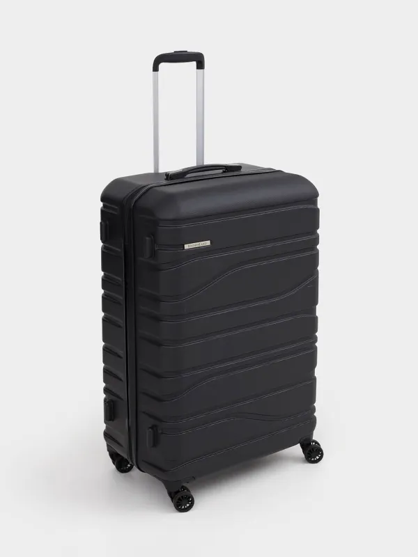 Suitcase L, 52x29x77 cm, 4.2 kg, with lock, plastic, black, Travel comfort, image-0