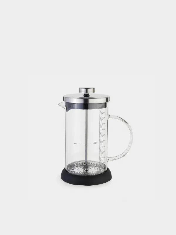 French press, 600 ml, with measuring scale, glass B / steel / plastic, silicone, Comfort, image-0