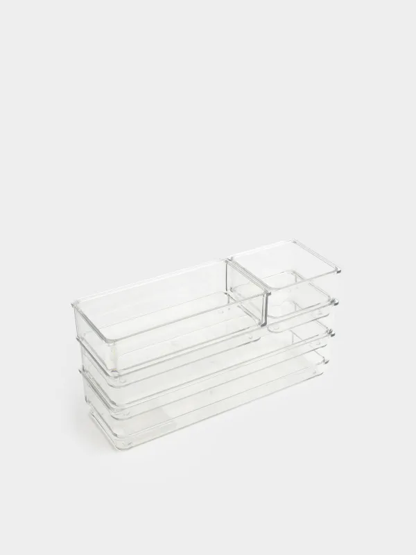 Set of organizer boxes, 4 pcs, plastic, Basic, image-4
