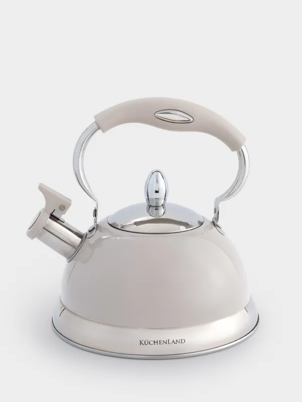 Teapot, 2.7 L, with whistle, steel, grey, Whistle, image-0