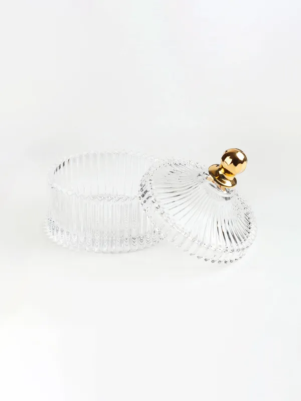 Storage container, 11x12 cm, 210 ml, glass R, with gold handle, Selene, image-2