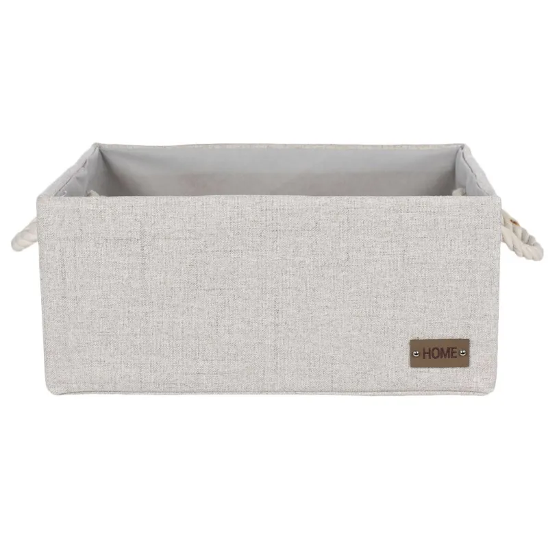 Storage basket, 38x28x17 cm, with handles, polyester, rectangular, Beige, Everyday, image-0